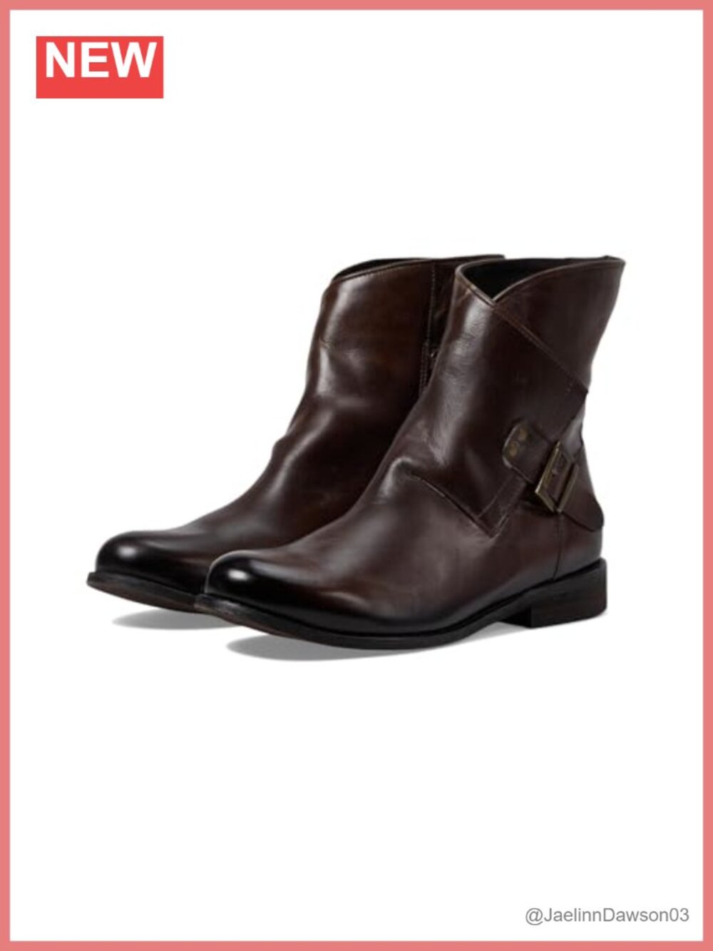 Eric Michael Malaga Leather Ankle Bootie Block Heel Side Zip
